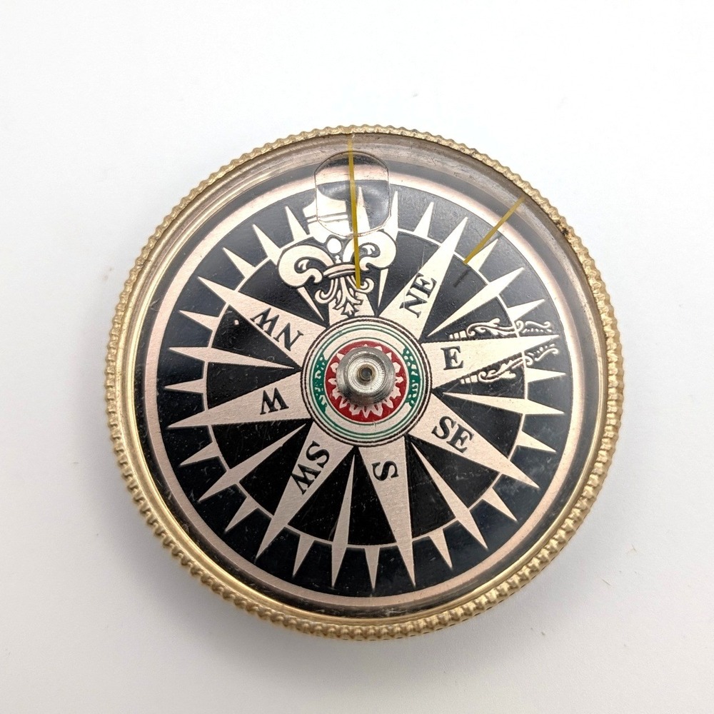 Vintage Style Nautical Pocket Compass Copper Tone Maritime Decor 2.25in